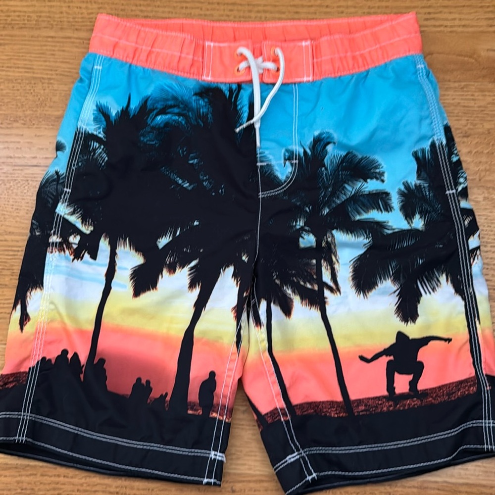 Gap Boys Palm Tree Skateboard Swim Trunks 10